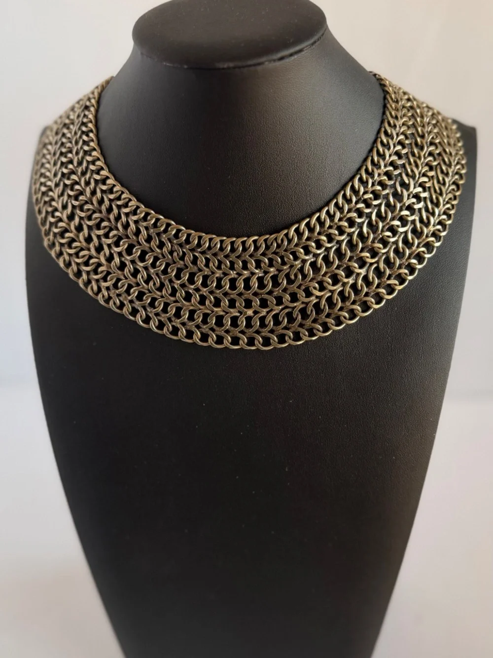 Vintage Mexican Alpaca Silver Mesh Design Collar Necklace